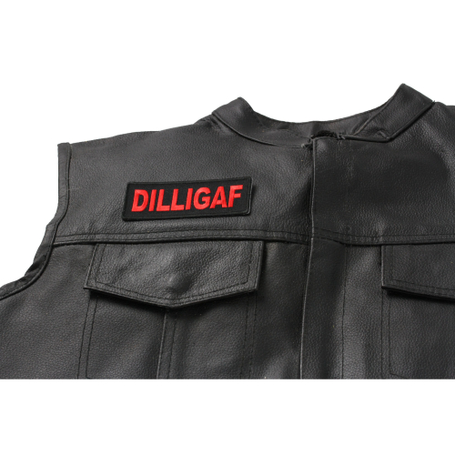 Dilligaf Biker Patch In Red