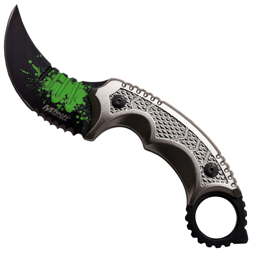 20-61GY Green Splash Half Serrated Blade Fixed Knife