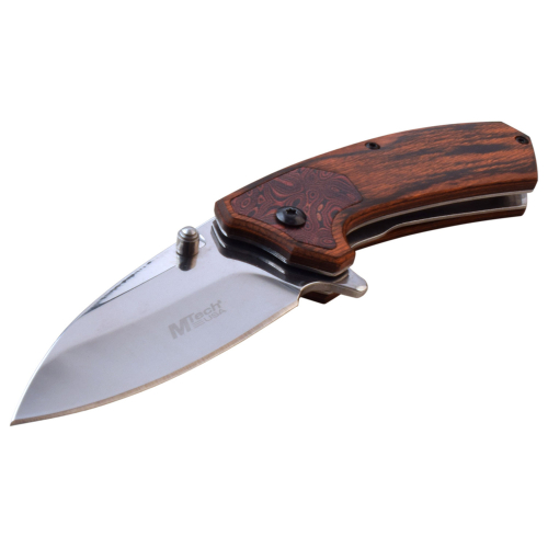 Master Cutlery MTech Usa MT-A1163BR Folding Knife - Brown Wood Handle 