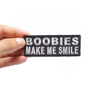 Boobies Make Me Smile Patch 4x1.5 Inch 
