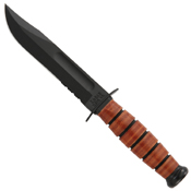 Short Leather Handle Fixed Blade Knife