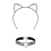 Rhinestone Cat Ear Headband and Choker
