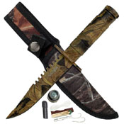 Master Cutlery HK-690 4.25 Inch Blade Survival Knife w/ Survival Kit and Compass