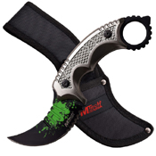 20-61GY Green Splash Half Serrated Blade Fixed Knife
