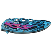 Flame Cut Out Pattern Folding Blade Knife