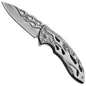 Flame Cut Out Pattern Folding Blade Knife