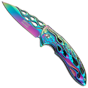 Flame Cut Out Pattern Folding Blade Knife