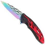 Flame Cut Out Pattern Folding Blade Knife