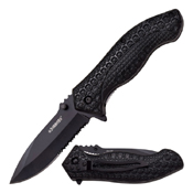 Z-Hunter ABS Skulls Handle Half Serrated Blade Folding Knife