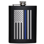 Stainless Steel Thin Blue Line Flag Flask