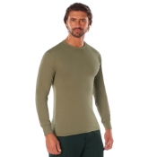 Mens Long Sleeve Solid Poly-Cotton T-Shirt