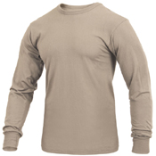 Mens Long Sleeve Solid Poly-Cotton T-Shirt