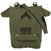 Canvas Map Case Shoulder Bag with Military Patches